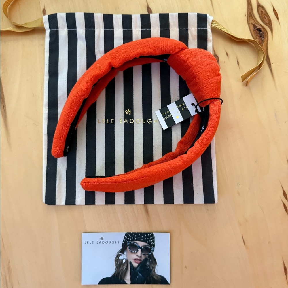 LELE SADOUGHI HEADBAND LINNEN KNOTTED ORANGE NWT